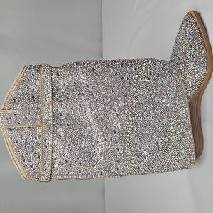 Steve Madden Girl Joe Rhinestone Cuffed Western Dress Booties Size 7